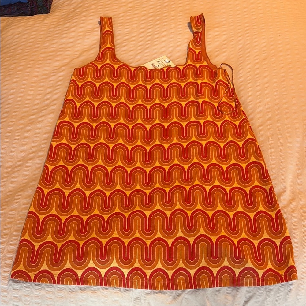 NWT Zara Orange and White Sleeveless Sundress